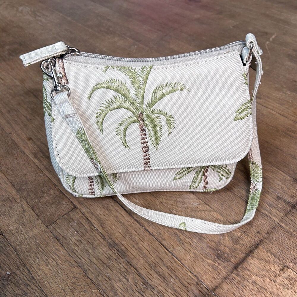 Festival Floral Beige and Green Palm Tree Bag/Purse